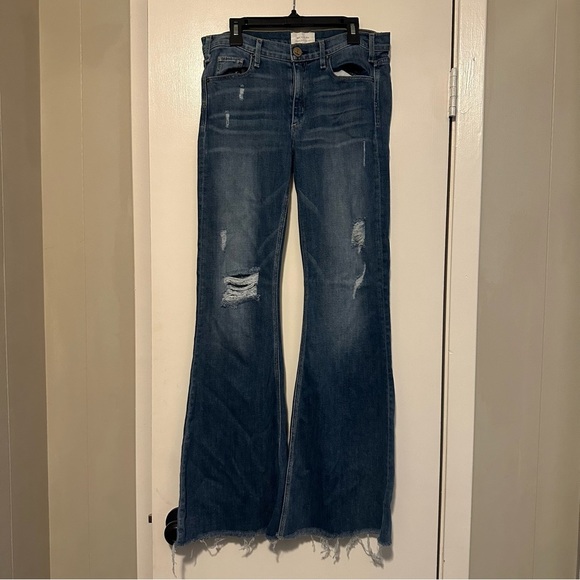 McGuire Denim Denim - McGuire Majorelle Flare jeans Oceana distressed raw hem size 28